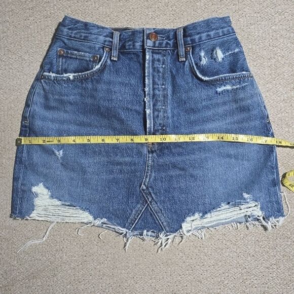 AGOLDE Quinn High Rise Distressed Denim Mini Skirt - Size 26/2 - Picture 10 of 15